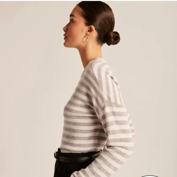 Abercrombie & Fitch Cashmere Striped Scoopneck Sweater 100% Cashmere XXS NWT - Picture 3 of 6